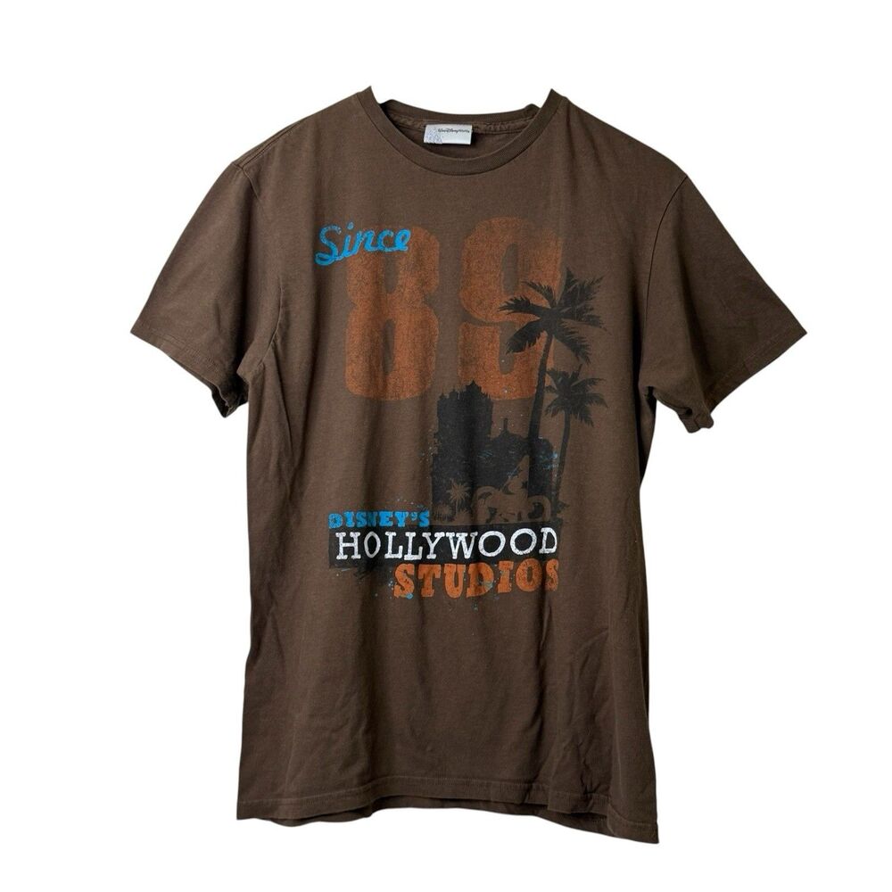 VTG Y2K Walt Disney World Hollywood Graphic Tee Brown Unisex M Retro Grunge Gorp